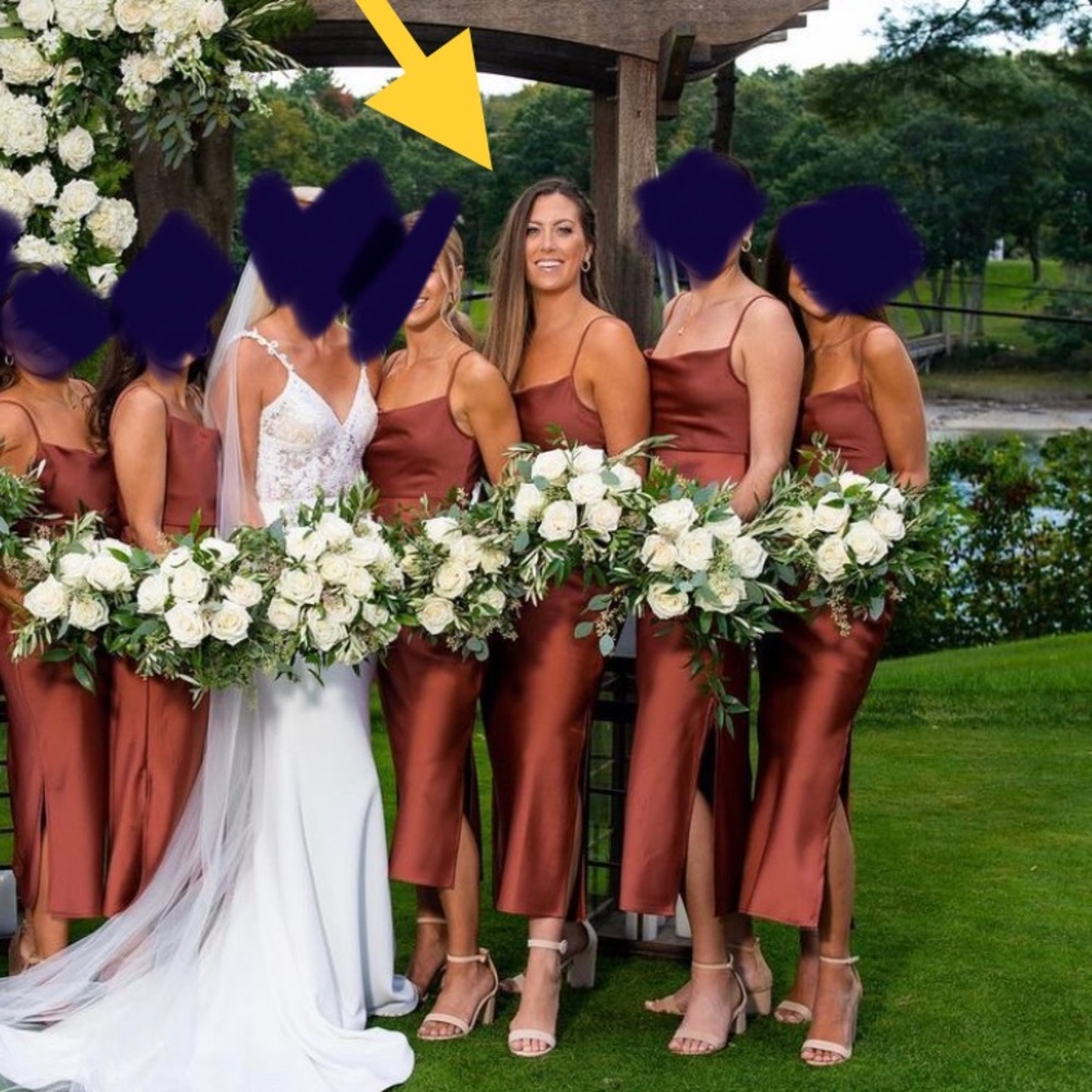 Cali Satin Charmeuse Midi Dress in Cinnamon